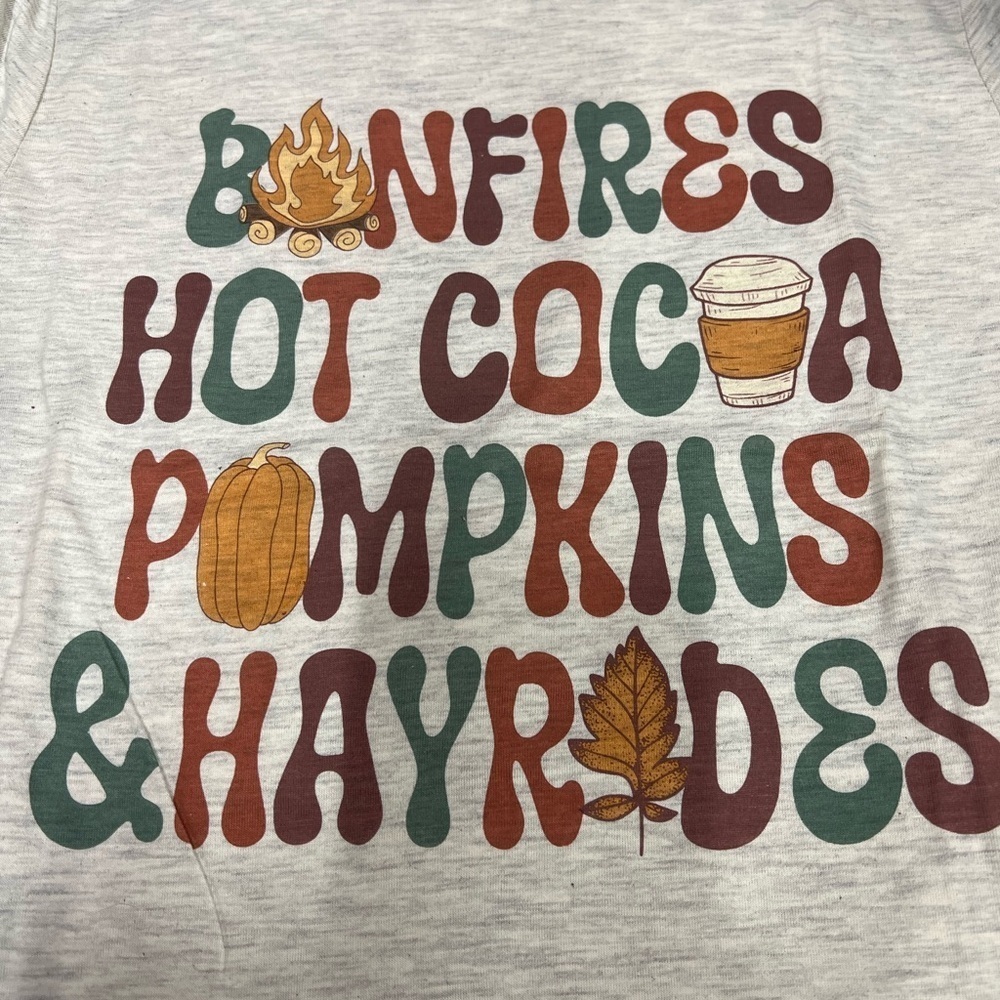 Bonfires Hot Cocca Pumpkins Hayrides NEW FALL short sleeved T-shirt NEW Sz 2X